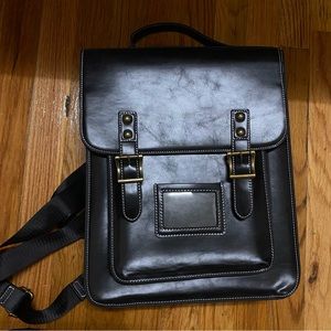 Vintage Inspired Black Leather Backpack